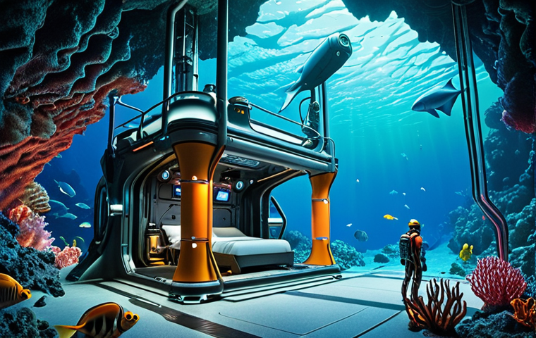 **

*   **Prompt:** Futuristic underwater habitat nestled near a vibrant hydrothermal vent, teeming with bioluminescent deep-sea creatures. Focus on advanced engineering, sustainable energy sources, and a sense of human exploration. Include ROVs.

**