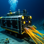 Deep Sea Exploration Vehicle**

"A remotely operated vehicle (ROV) exploring a vibrant, undiscovered deep sea hydrothermal vent. The ROV is equipped with lights illuminating colorful tube worms, strange fish, and unique geological formations. Dark, mysterious water surrounds the scene. Professional photography, perfect anatomy, correct proportions, well-formed details, safe for work, appropriate content, fully clothed, professional."

**